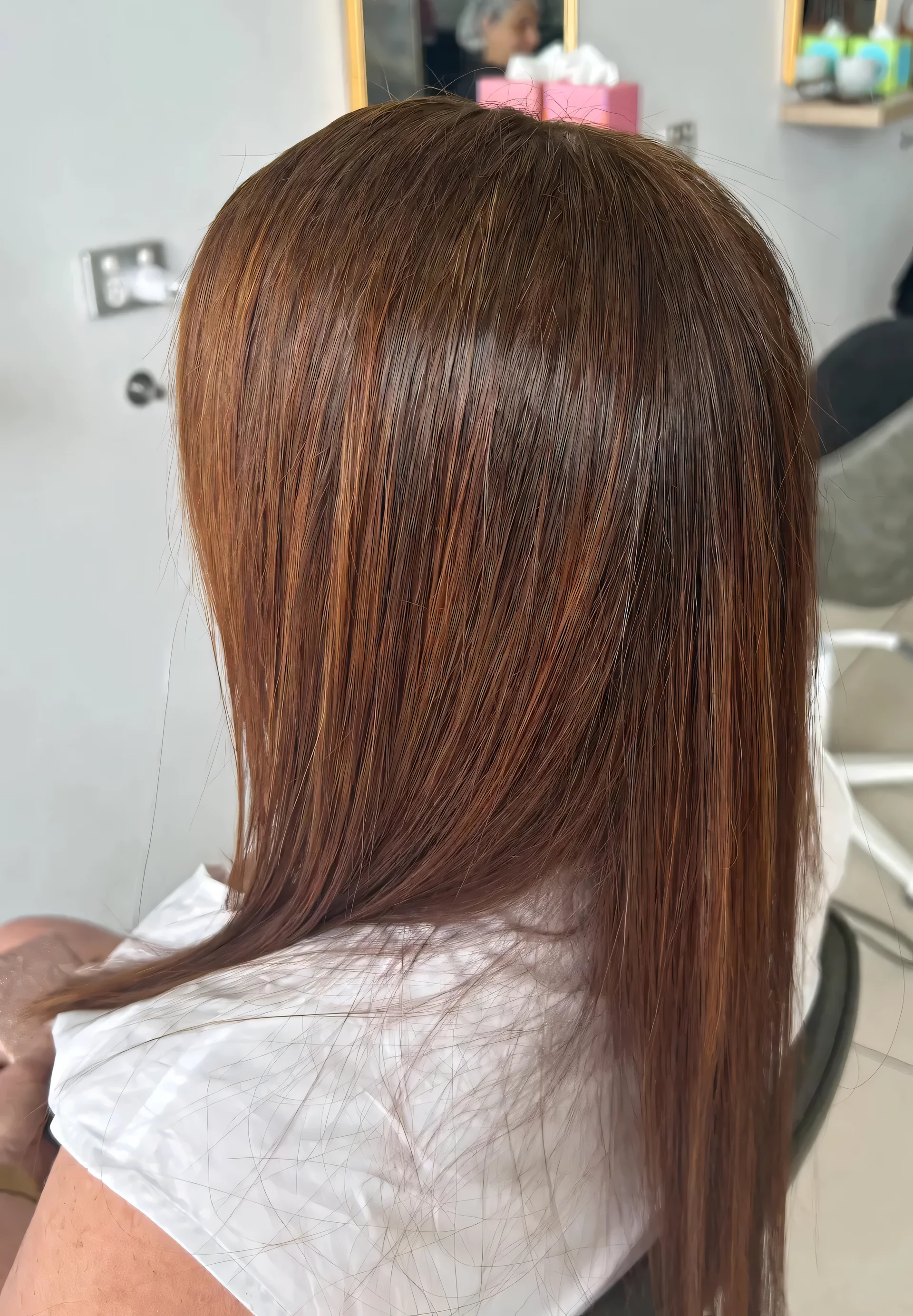 Auburn bob after Nanoplasty